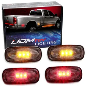 iJDMTOY Clear Lens Amber/Red LED Rear Bed Side Marker Lights Set For 2003-2009 Dodge RAM 2500 3500 Heavy Duty Dually Truck Double Wheel Side Fenders