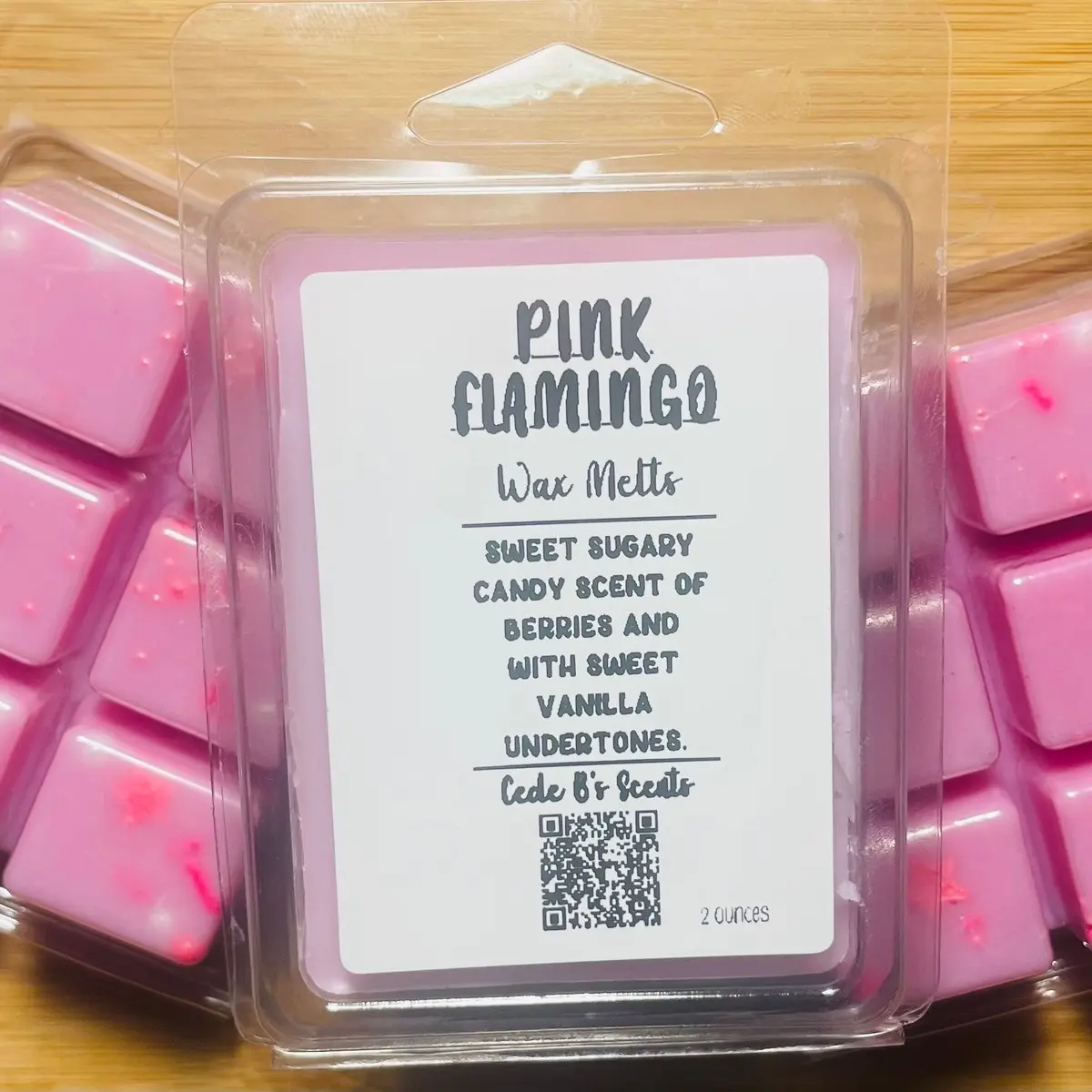 Pink flamingo scented wax melt clamshell 6 cavity, luxury wax, hand poured , fruity scent