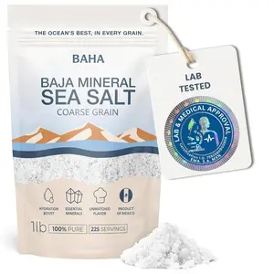 BAHA - Baja Mineral Sea Salt | Original Natural Grain Baha Mineral Salt from Sea of Cortez | Low Sodium & Mineral | For Cooking, Plating and Hydration | for Grinding | 1 Lb. Bag