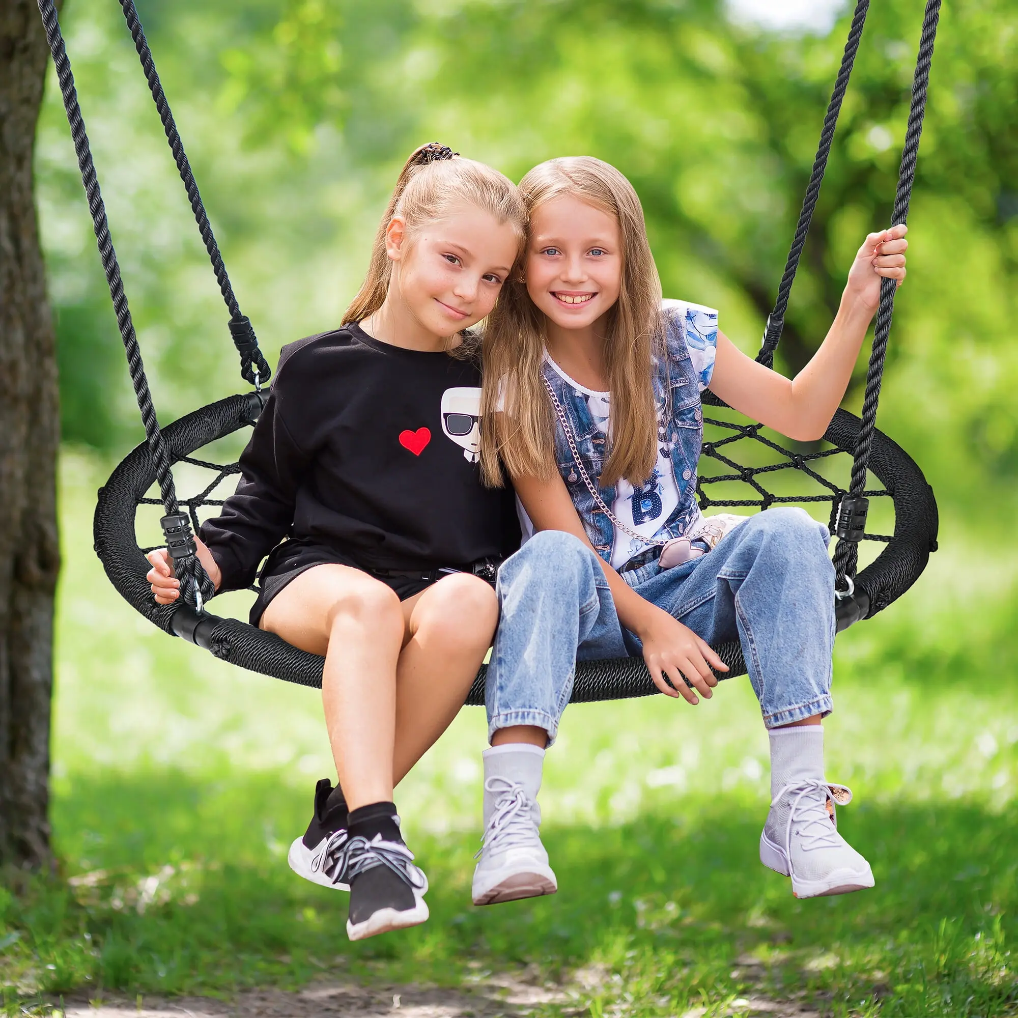 Zeny 48-inch Web Saucer Swing, Heavy-Duty Steel Playground Equipment for Kids & Adults, Unisex Swinging Toy for Outdoor Parties with Adjustable Ropes, 700 lbs Capacity, Outdoor Play