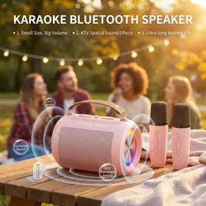 CLAISSON Portable Wireless Karaoke Speaker with Microphone, HIFI Stereo KTV Speaker with RGB Lights, Suitable for Parties, Outdoor Camping and Travel