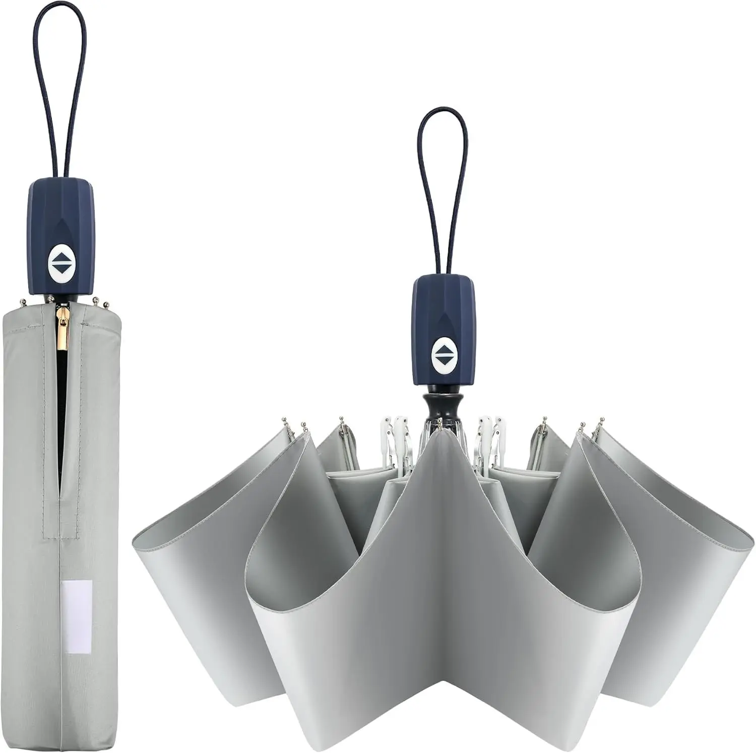 Compact Folding Automatic Open-Close UV Protection Umbrella - Synthetic Durable Color Glue Coating, 99.98% UV Blocker, UPF Rating 50+, Windproof, Thumb Button, Modern Travel Parasol