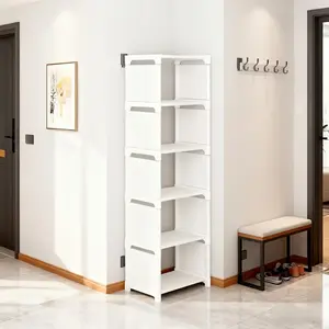 Household stackable narrow slit shoe rack, Shoe Rack Organizer, Multi-layer plastic space-saving storage rack, use of seams in entrance, bedroom and living room, small apartment, dormitory, easy to install multi-functional finishing rack
