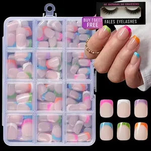 240 Pieces Colorful French-Style Detachable Glossy Short Nail Pieces, Elegant Manicure Set for Artificial Nails, Simple and Stylish Design