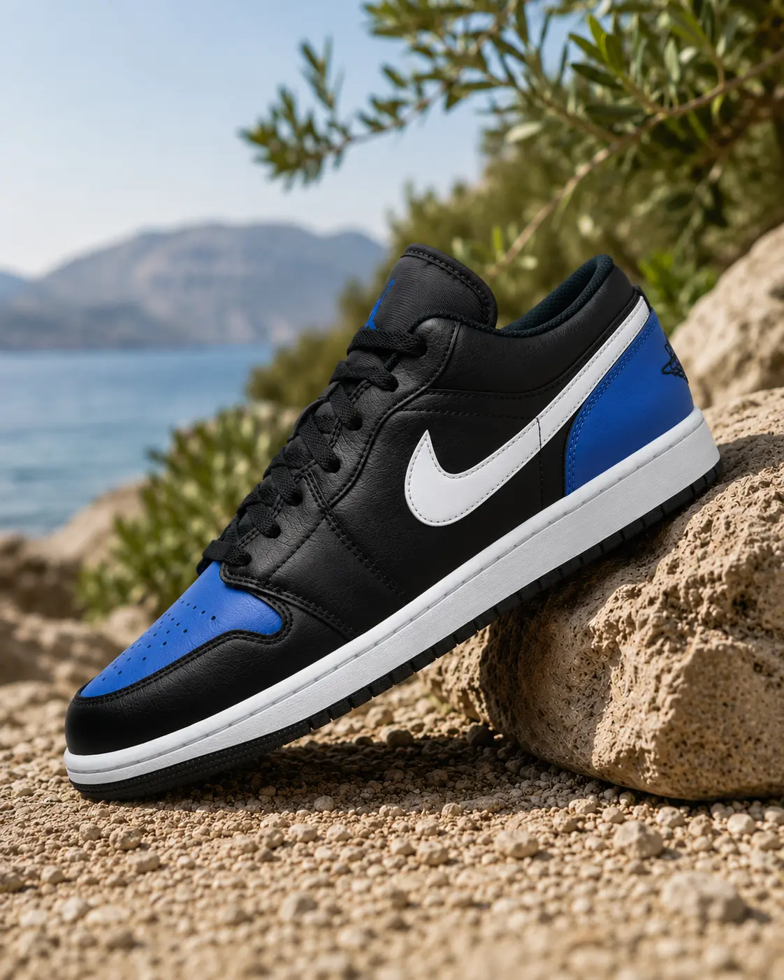 Nike Air Jordan 1 Low Black Royal Toe 553558-042 Mens New