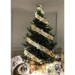 Spiral Lights for Christmas Tree- Soft Cloth Ribbon Lights Fairy Lights With Warm LED Lights For Festive Decor