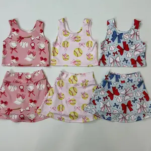 Girls' Cute Sporty 2-Piece Tee Shorts Set - Athletic Sports Clothing, Jersey Baseball Attire, Casual Kids' Playwear