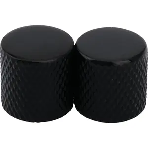 Pro Metric 6mm Steel Flat Top Tele Dome Knobs Guitar Volume Tone Barrel Knobs for Import Fender Telecaster Electric Guitar and Precision P-Bass, Black (Set of 2)