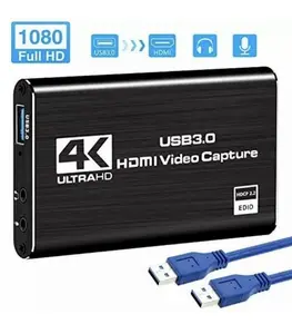 4K HDMI Audio & Video Capture Card with Microphone, 1080p 60fps Recorder, HDMI Loop-Out for Gaming, Live Streaming & Video Conferencing - Compatible with Nintendo Switch, PS4, OBS, Camera, PC Accessories