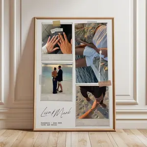 Custom Anniversary Photo Collage Poster, Personalized Style Wedding & Honeymoon Memories Print, Meaningful Anniversary Gift, Custom Wall Art Keepsake for Sister or Couple