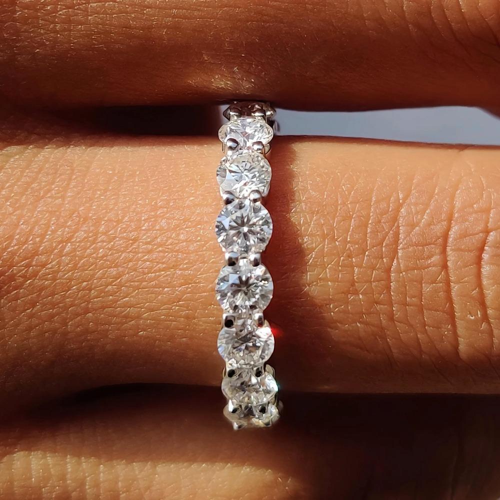 FEOBUR 5mm D Color Moissanite Ring with Certificate Women S925 Sterling Silver Full Diamond Wedding Eternity Band Jewelry Gift