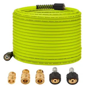 Pressure Washer Hose 5O FT x 1/4"Replacement Power Wash Hose with QuickConnect Kits - High Pressure Hose with M2214mm Fittings-3600PS