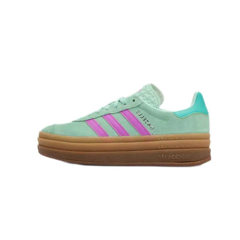 Adidas Gazelle Bold Clear Mint Flash Pink Youth & Women’s Casual Sneakers, Featuring a Trendy Platform Design, Stylish Colorway, Comfortable Fit, Classic Gazelle-Inspired Look, and Versatile Everyday Appeal.