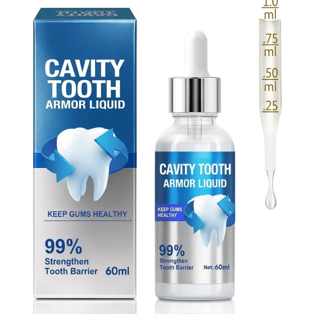 Cavity Tooth Armor Liquid – 60ml – Repair Early Cavities, Strengthen Enamel & Support Gum Health – 100% Herbal Formula with Propolis & Tea Tree Oil – Dentist Recommended