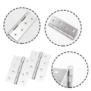 Stainless Steel Door Hinges, Commercial Grade Square Corners, Silver Color, Durable and Rust Resistant, Ideal for Business Use