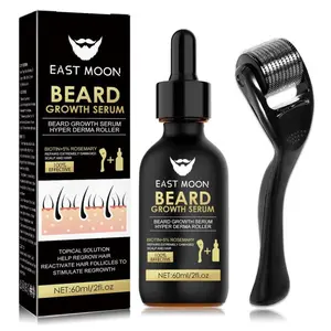Beard Growth Serum & Beard Massage Derma Roller - 2 Counts/Set for Strengthening Beard Care & Lightweight Tools for Men's Daily Use, Birthdy Gifts