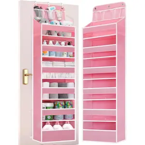 Over Door Organizer, No Tilt Baby Closet Organizer for Diaper Kids Toys, Organizer for Nursery (6 tier Pink)