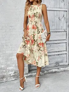 Women's spring/summer printed ruffled skirt