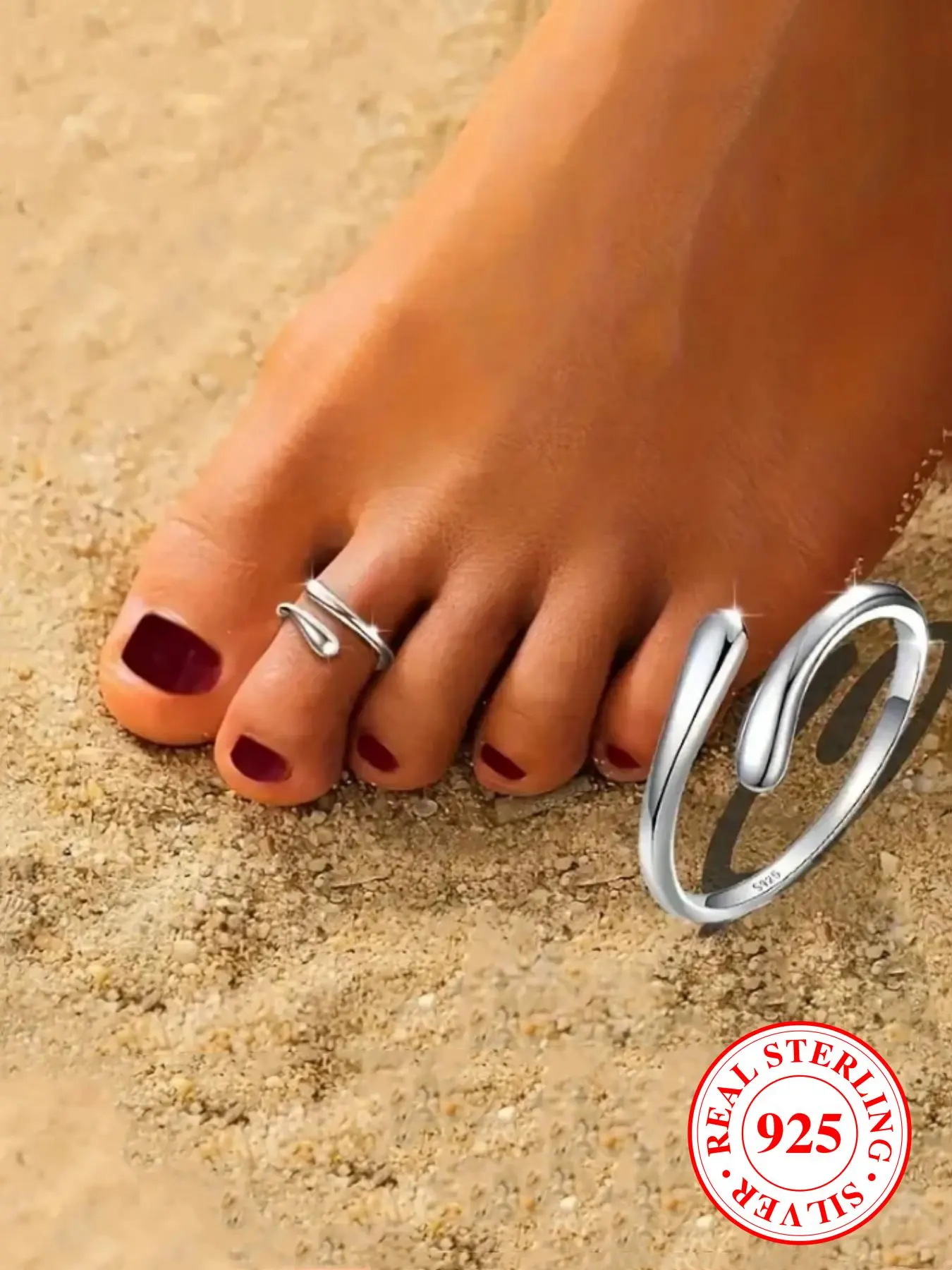 S925 Sterling Silver Adjustable Toe Ring for Women & Girls, Fashionable Foot Jewelry for Party, Daily Decor, Trendy All-match & Exquisite Jewelry for Birthday Gift, with Box, Adjustable Rings