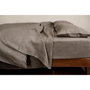 Sembla - Sembla Linen Fitted Sheet (Queen) - Cuttack Silver