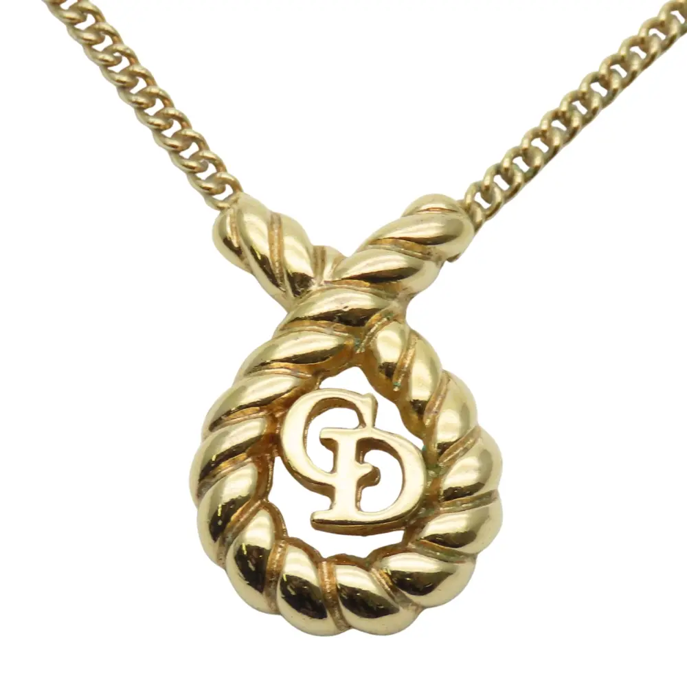 Pre-owned Dior Zinc Alloy Small Leather Goods Christian CD logo Necklace
