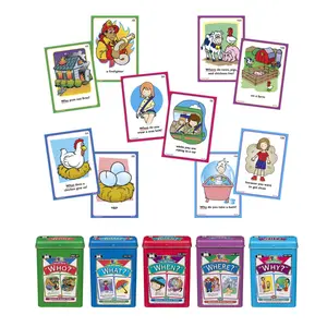 WH Questions Card Bundle for Speech Therapy & Language Learning – Who What Where When Why Question Cards for Kids, Autism, Special Education, ESL & Homeschooling, 5 Deck Educational Game Set with Storage Tins