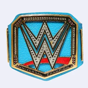 WWE SMACKDOWN UNIVERSAL CHAMPIONSHIP REPLICA BELT 4MM ZINC ADULT SIZE