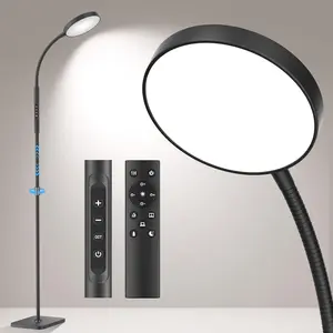 Adjustable Height Floor Lamps for Living Room Bedroom, 120 LED Super Bright Standing Lamp Remote & Touch Control Dimmable Gooseneck Tall Stand Reading Lamp for Office Craft, Black