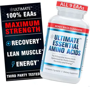 Ultimate 100% Essential Amino Acid Supplement for Cutting, Fasting & Workouts - All 9 EAAs, 40% Leucine — Ideal BCAA Ratio for Energy, Muscle & Recovery - 150/300 Easy-to-Swallow Keto & Vegetarian Tablets