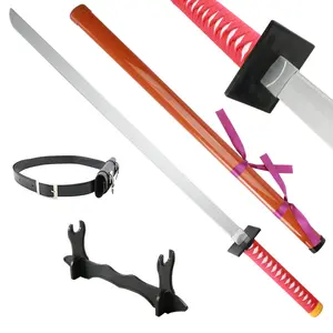 ELERVINO 41 inches Bamboo Wooden JUJUTSU KAISEN Miwa Kasumi Sword Cosplay with Black Belt & Stand for Anime Cosplay Role Playing Props Collection Decoration Birthday Halloween Christmas Gift