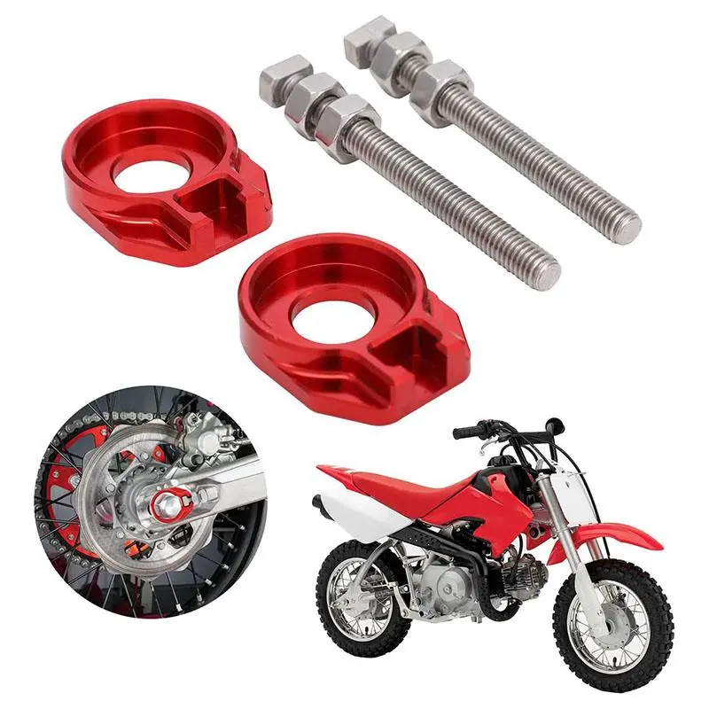 Dirt Pit Bike 2pcs 12mm Chain Adjuster Tensioner CNC Universal for CRF50F CRF100F CRF110F XR50R XR100 CRF XR KLX TTR 50-125cc Motorcycle Motorbike Mini Bike