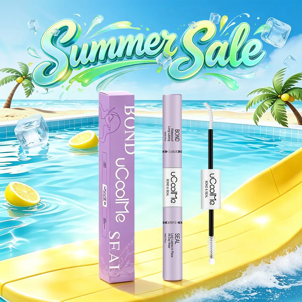 Dual-Ended Lash Bond and Seal for Cluster Lashes, Waterproof 24H Hold, Smudgeproof and Humidity Resistant Liquid Cosmetic Glue,sunscreen