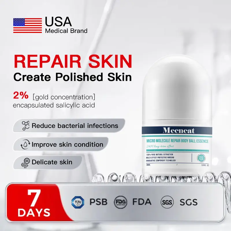 Mecncat Multi-effect Repair Care Roller Micro-molecular Essence with 2% Gold Concentration Salicylic Acid for  Skin Care