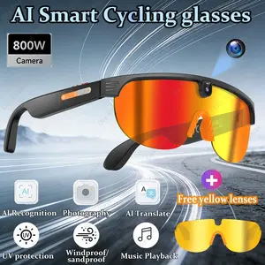 2026 AI Smart Glasses with Camera Dust UV Proof Cycling Sports Goggles- HD Video Recording Glasses with Audio, Music Playback, Wireless Call, Touch Control, Real-Time Translation, AI Object Recognition, for Men Women, Translation Glasses