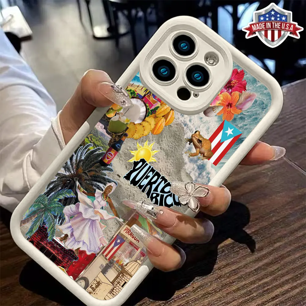 Puerto Rico Tropical Island Collage Case for iPhone 17 16 15 14 Pro Max 13 12 11 XR XS Plus Air Slim Shockproof Anti Drop TPU Cover