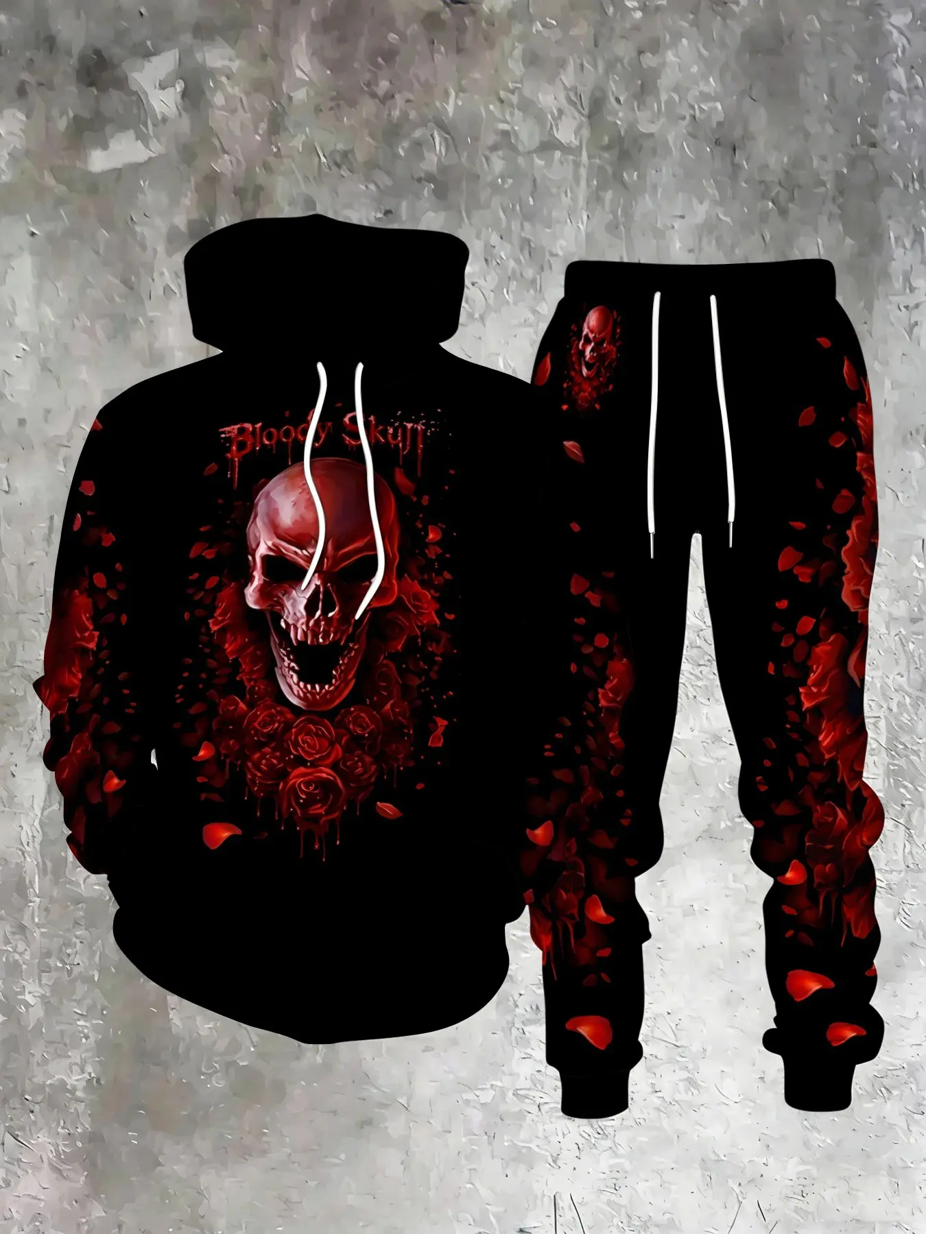 Halloween Skull Series 3D Digital Print Sportswear Set, Sporty Tracksuit, Fashion Men's Hoodie, Long Sleeve Fitted Top, Fall & Winter New Arrival, Athleisure Sportswear Set, Hooded Sportswear Set, Graphic Tracksuit Set