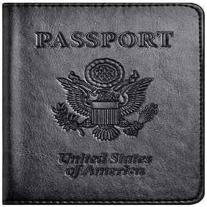 Black Passport Holder –  Passport Protector Slim Travel Wallet RFID Blocking PU Leather Passport Cover, Lightweight Travel Essentials