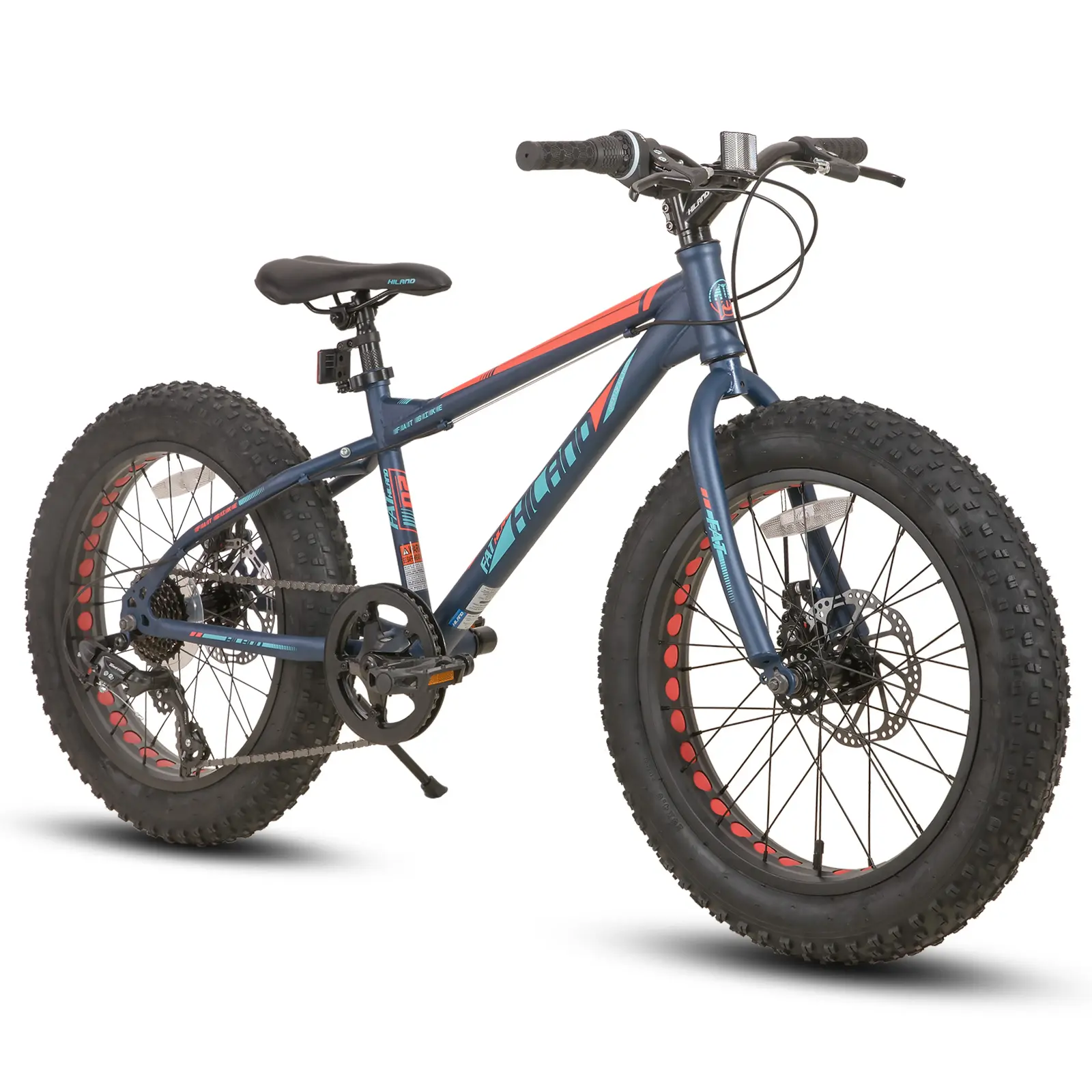 HILAND 20 Inch Kids' Bicycles Fat Tire Mountain Bike Boys Girls Age 5 + Years, Shimano 7-Speed, Dual-Disc Brake