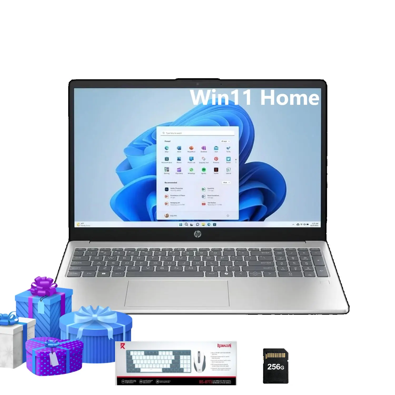 HP 2026 15.6-in Laptop (i3-N305, Intel UHD Graphics, Up to 32GB RAM, 512GB Storage, Windows 11 Home, Silver) for Students & Business with Bundle Accessory