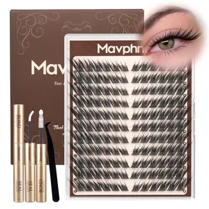 Mavphnee Fox Eye Lash Clusters Kit Pre-Mapped Eyelash Clusters 9-16MM Individual Lashes J Curl Cluster Lashes Extensions Easy to Apply DIY Lash Kit (Siren, 9-16MM)
