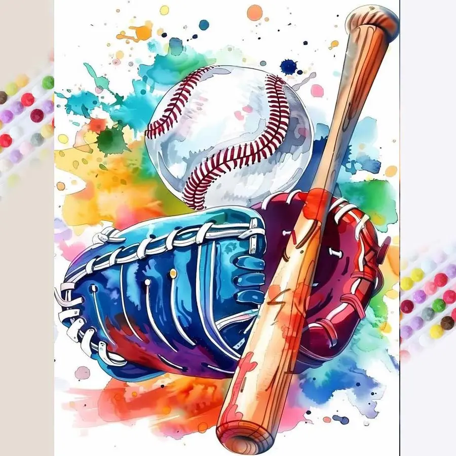 1pcs 5D DIY diamond painting set, 5D diamond art set, DIY decoration, crafts, baseball gear, full round drill DIY diamond painting set, mosaic, diamond art, DIY art home decoration, suitable for Halloween and Christmas, Diamond Pattern Design