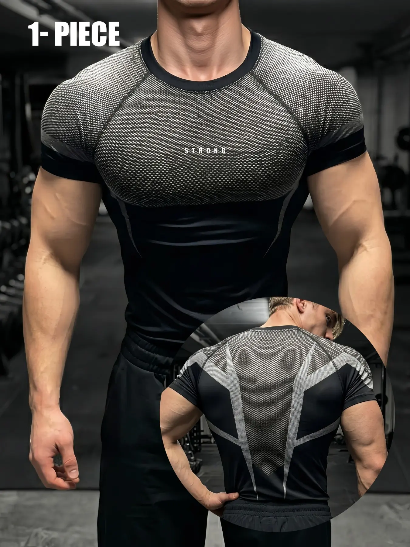Men's Gym T-Shirt, Running & Training Compression Shirt, Fitness Shirts, STRONG Print Design, High Stretch, Muscle-Enhancing Fit, Perfect for Gym, Outdoor Training & Everyday Wear, 2026 New Release