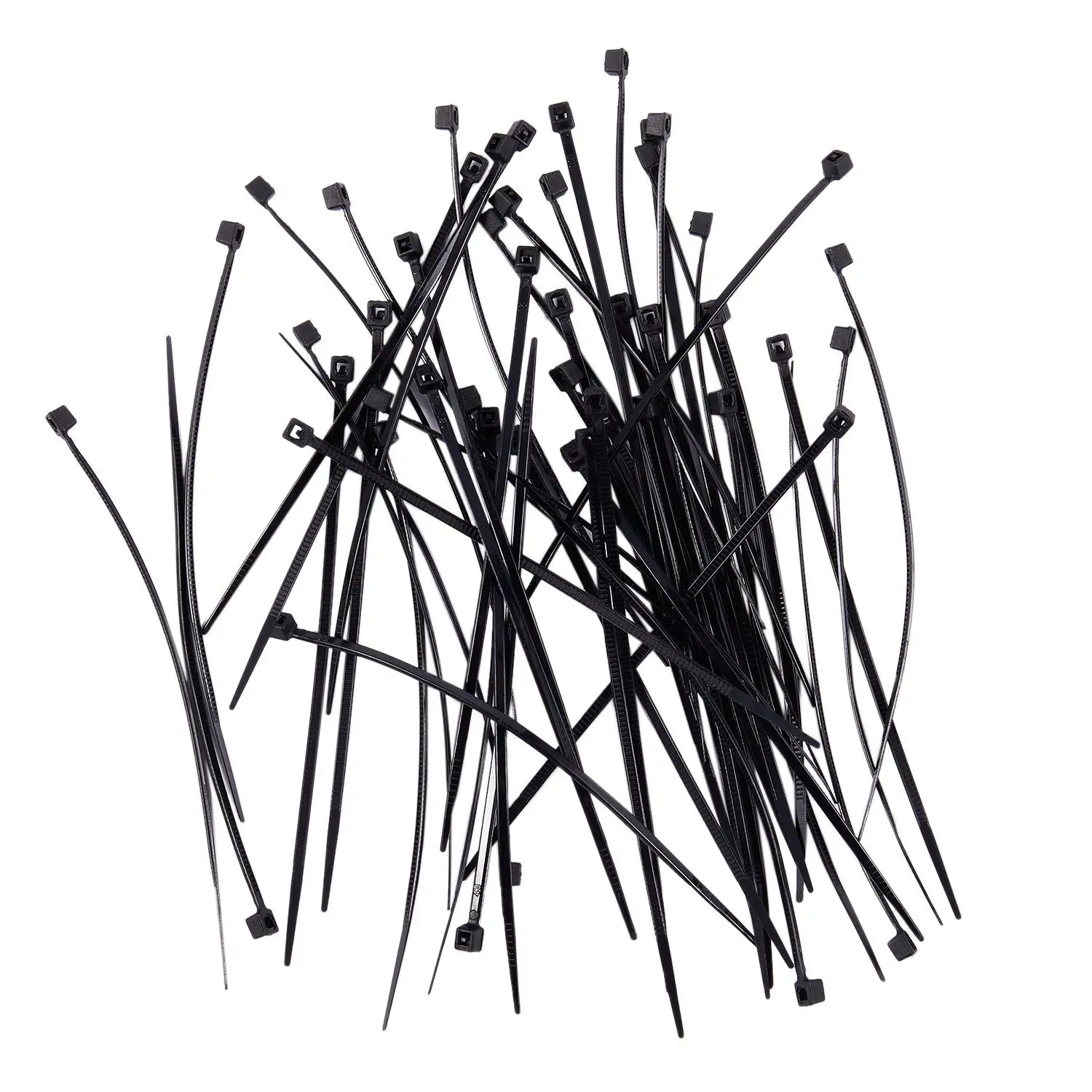 Industrial Quality Nylon Aviation Cable Ties, 100x2.5 mm Black 50pcs x Nylon Ties Bulk Pack, UV Protection, Temperature Resistant from -40°C to +110°C, Fastens Cables
