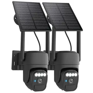 Wi-Fi Solar Camera Outdoor Wireless 2 Packs, Night Vision, IP65 Weatherproof, Motion Detection, Pan & Tilt Control, Two-Way Audio