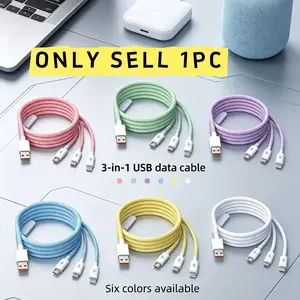 Three-In-One Fast Charging Cable USB-A to Type-C, Compatible with iPhone 14 13 12 Pro Max, Samsung, Xiaomi, Oneplus, Redmi