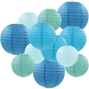 12 Pcs Assorted Size 6" 8" 10" 12" Chinese Round Hanging Paper Lanterns for Home Party Wedding Decorations