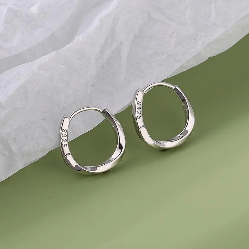 Simple 925 Sterling Silver Round Earrings For Women Trendy Temperament Circle Hoops Earring Party Wedding Jewelry Holiday Gifts
