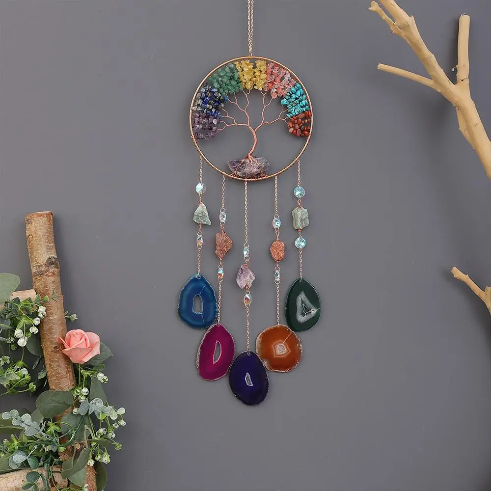 Colorful Tree of Life Dream Catcher, Outdoor Indoor Decorative Hanging Ornament, Boho Decoration, Hangable, Artistic Indoor Decoration, Decoration Items, Ideal for Home & Garden Windows, Perfect Holiday Present