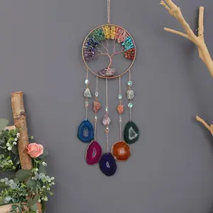 Colorful Tree Of Life Design Dream Catcher, 1 Count Hanging Decoration, Sun Catcher, Home Garden Window Decoration Dream Catcher, Holiday Gift, Room Decor, Home Decor, Windchimes, Interior, Hanging Ornaments