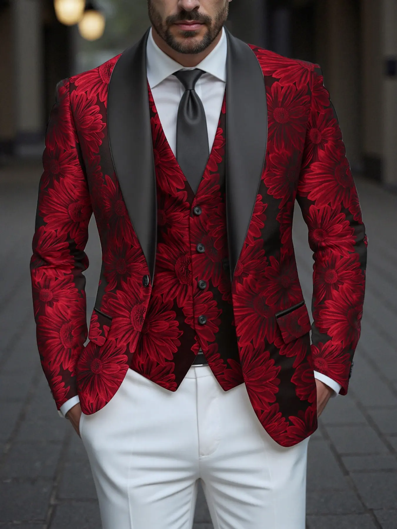 Men's Printed Formal Wear Business Suit Set, Stylish Comfortable Design, Perfect for Wedding Party, Durable Fabric, Ideal Gift Choice